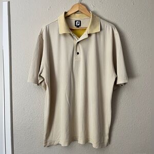 Footjoy Polo Short Sleeve Shirt Men XL Yellow Waffle